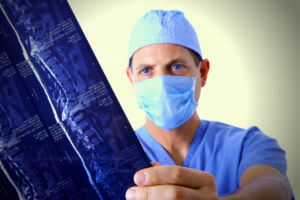 Spine surgeon checking the Patients MRI